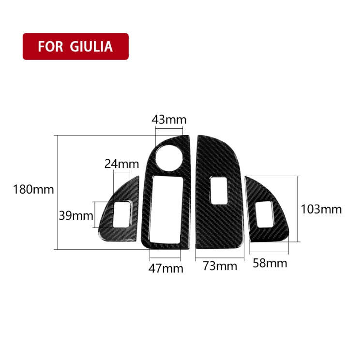 4 in 1 Car Carbon Fiber Window Button Panel Decorative Sticker for Alfa Romeo Giulia 2017-2019, R...