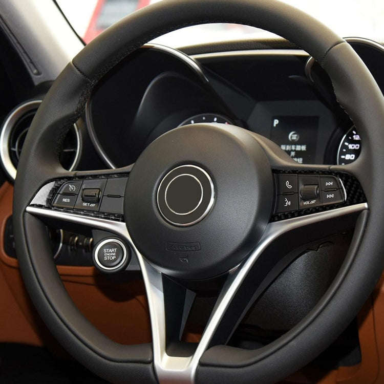2 in 1 Car Carbon Fiber Steering Wheel Button Decorative Sticker for Alfa Romeo Giulia Stelvio 20...