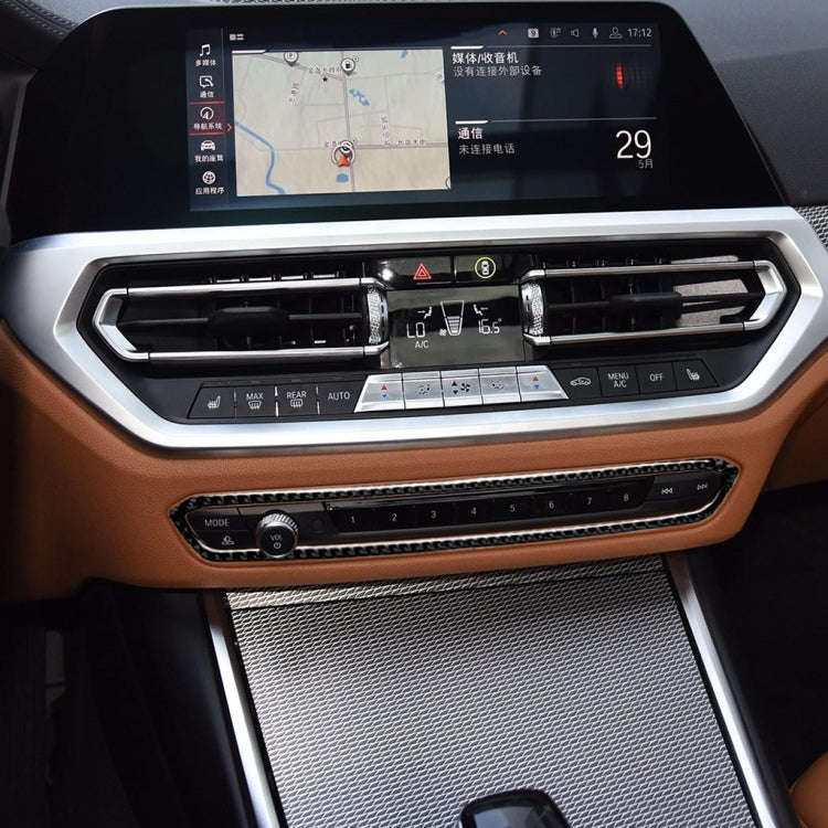Car Carbon Fiber CD Button Frame Decorative Sticker for BMW 3 Series G20/G28/325Li/330d/335 2019-...