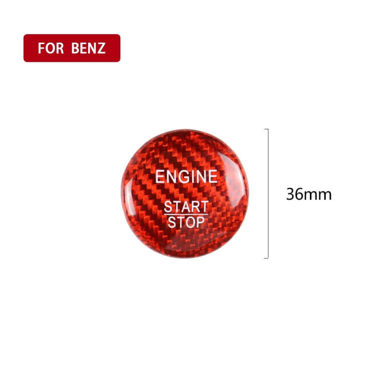 Car Carbon Fiber Red One-click Start Button Decorative Sticker for Mercedes-Benz Left and Right D...