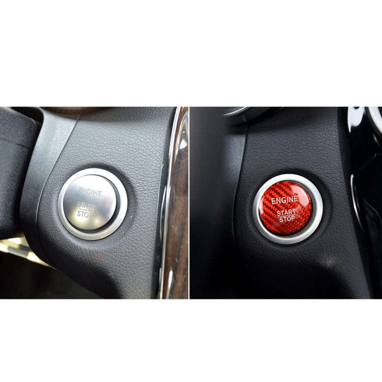 Car Carbon Fiber Red One-click Start Button Decorative Sticker for Mercedes-Benz Left and Right D...