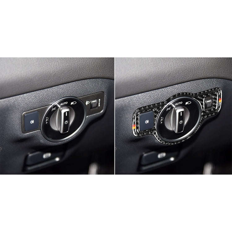 Car Carbon Fiber German Color Headlight Switch D Decorative Sticker for Mercedes-Benz A 2013-2018...