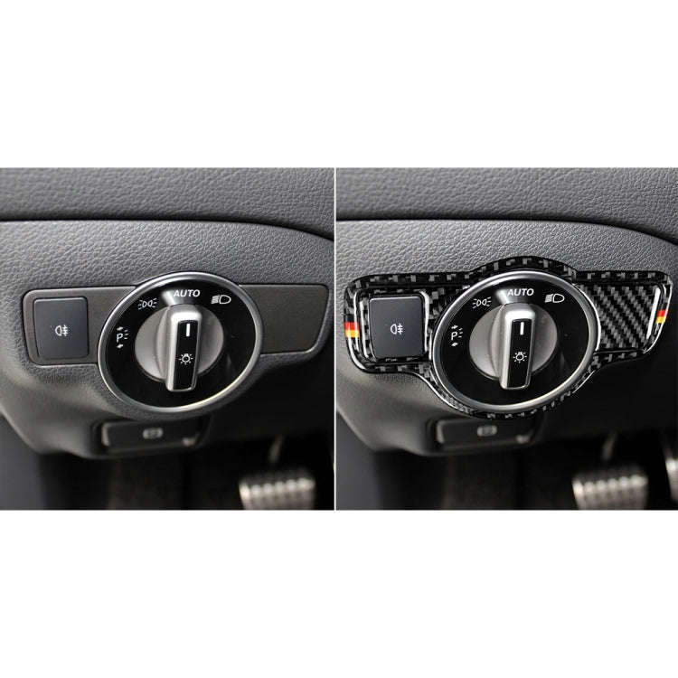 Car Carbon Fiber German Color Headlight Switch A Decorative Sticker for Mercedes-Benz A 2013-2018...