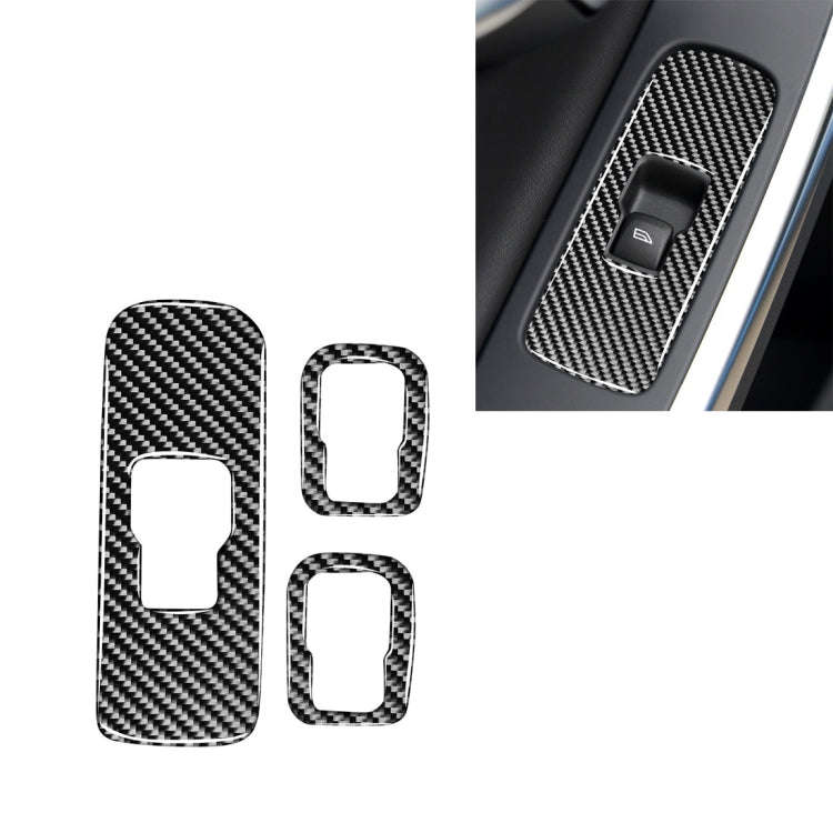 3 PCS Car Carbon Fiber Window Lifting Button Decorative Stickers for Volvo V60 2010-2017 / S60 20...
