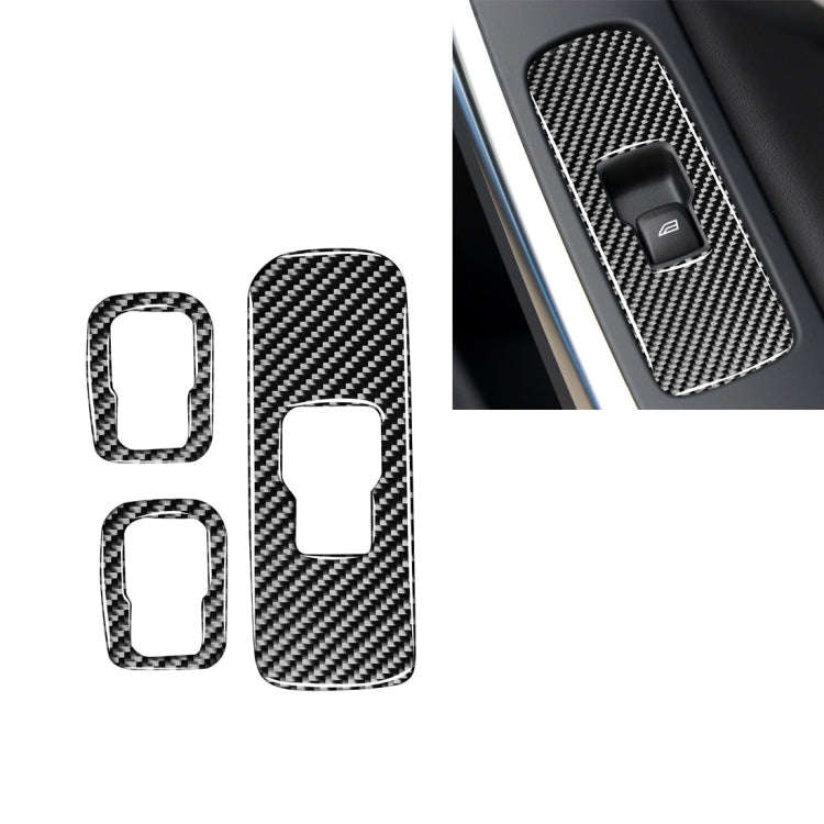 3 PCS Car Carbon Fiber Window Lifting Button Decorative Stickers for Volvo V60 2010-2017 / S60 20...