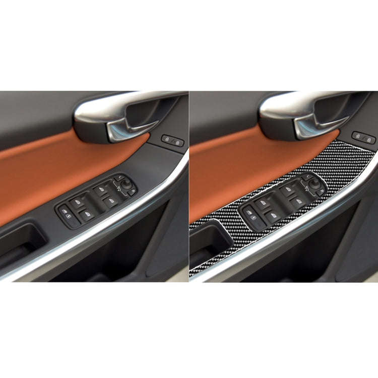 4 PCS Car Carbon Fiber Window Lifting Panel Decorative Stickers for Volvo V60 2010-2017 / S60 201...