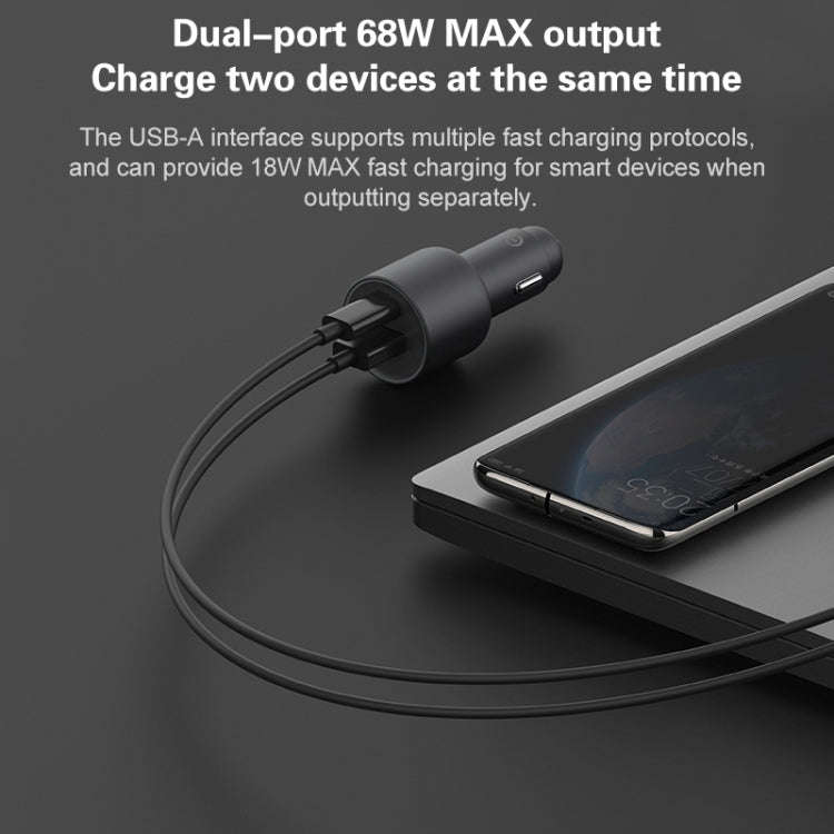 Original Xiaomi CC07ZM 100W Dual Ports USB + USB-C / Type-C Car Charger Fast Charging Version 1A1C
