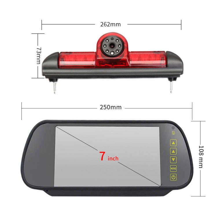 PZ460 Car Waterproof HD High Position Brake Light View Camera + 7 inch Rearview Monitor for Fiat ...