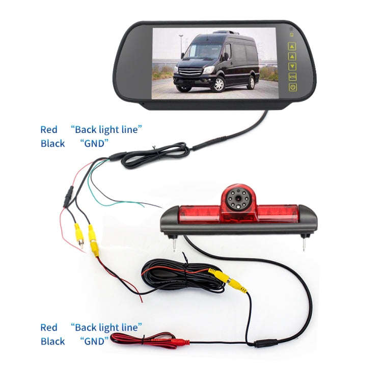 PZ460 Car Waterproof HD High Position Brake Light View Camera + 7 inch Rearview Monitor for Fiat ...