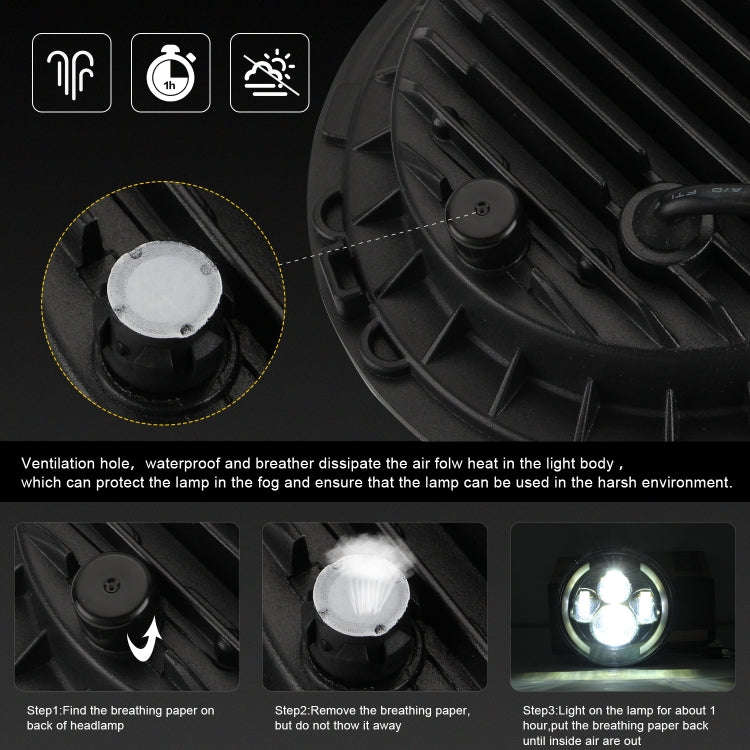 7 inch H4 / H13 DC 9V-30V 3000LM 3000K-6000K 25W Car Round Shape LED Headlight Lamps for Jeep Wra...