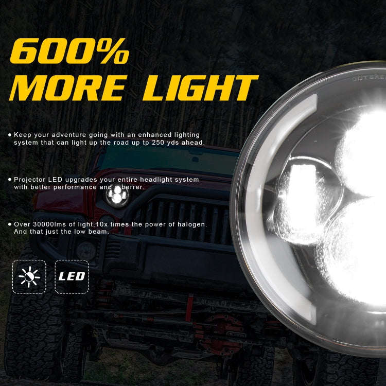 7 inch H4 / H13 DC 9V-30V 3000LM 3000K-6000K 25W Car Round Shape LED Headlight Lamps for Jeep Wra...