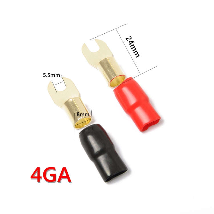 5 Pairs Car Audio Power Ground Wire Fork Terminals Brass 4 Gauge 5/16 inch Connectors Red and Bla...