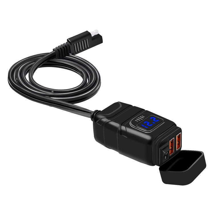 Universal Car Super Quick Dual Port USB Charger Power Outlet Adapter with LED Digital Voltmeter(B...