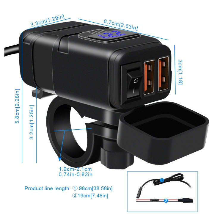 Universal Car Super Quick Dual Port USB Charger Power Outlet Adapter with LED Digital Voltmeter(B...
