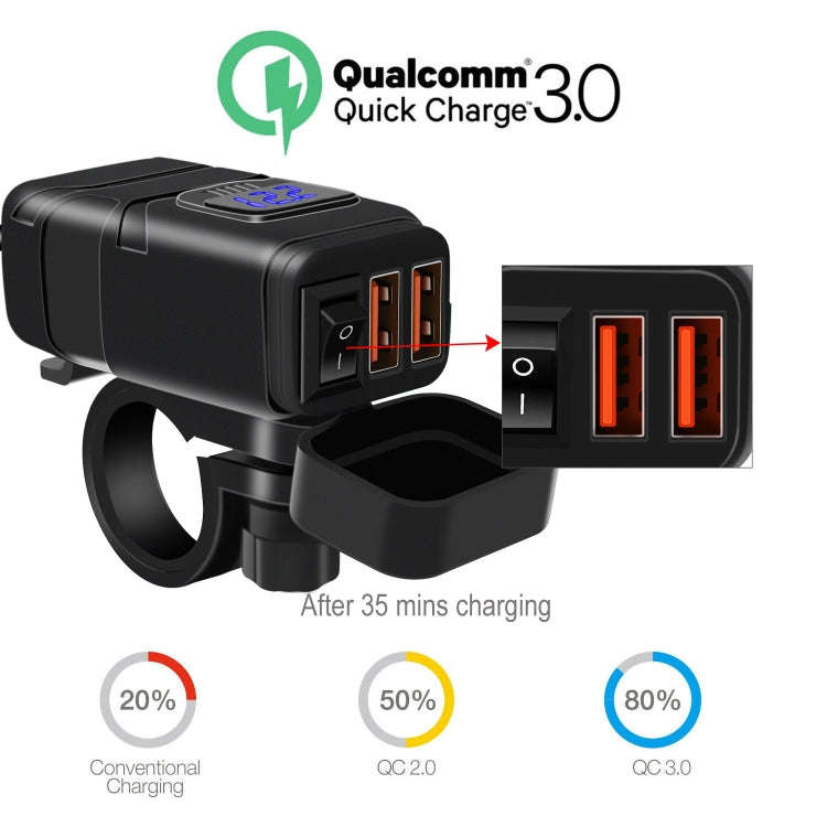 Universal Car Super Quick Dual Port USB Charger Power Outlet Adapter with LED Digital Voltmeter(B...