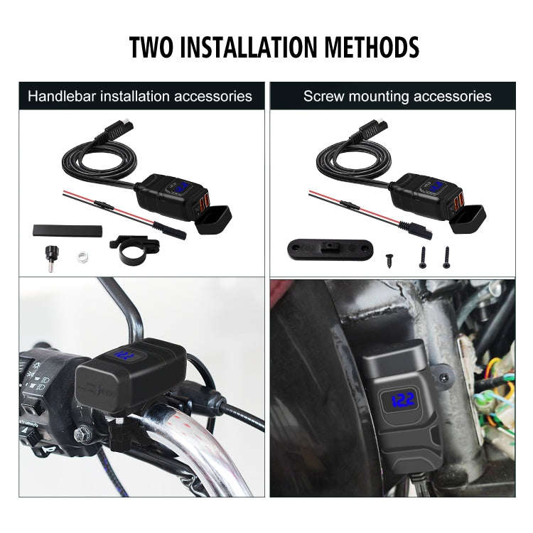 Universal Car Super Quick Dual Port USB Charger Power Outlet Adapter with LED Digital Voltmeter(B...