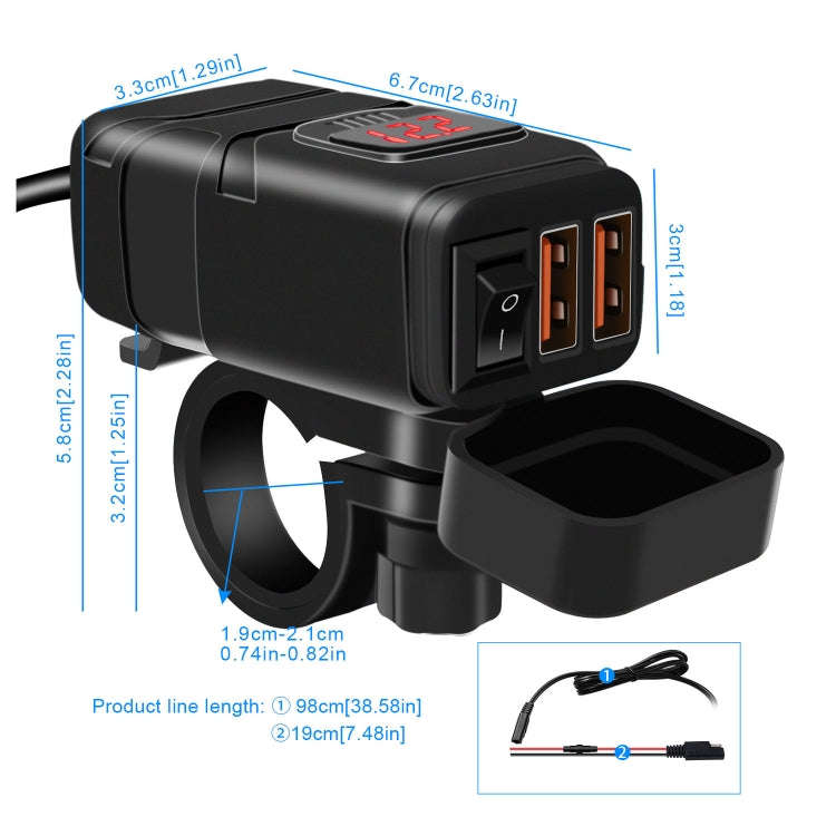 Universal Car Super Quick Dual Port USB Charger Power Outlet Adapter with LED Digital Voltmeter(R...
