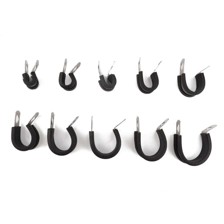 10 PCS Car Rubber Cushion Pipe Clamps Stainless Steel Clamps, Size: 5/4 inch (32mm)