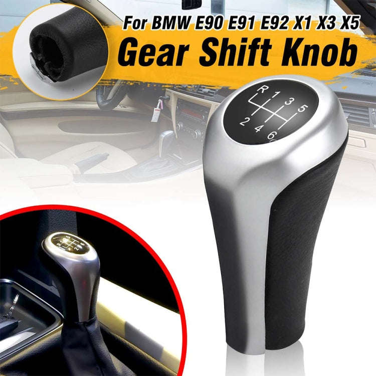 Car 6-speed Matte Silver Gear Shift Lever Knob for BMW