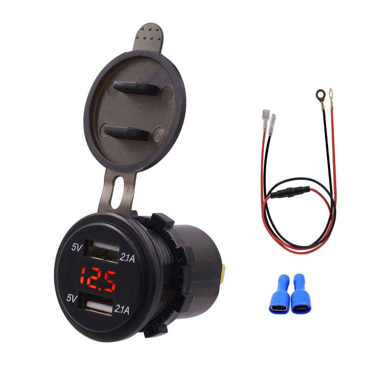 Universal Car Dual Port USB Charger Power Outlet Adapter 4.2A 5V IP66 with LED Digital Voltmeter ...