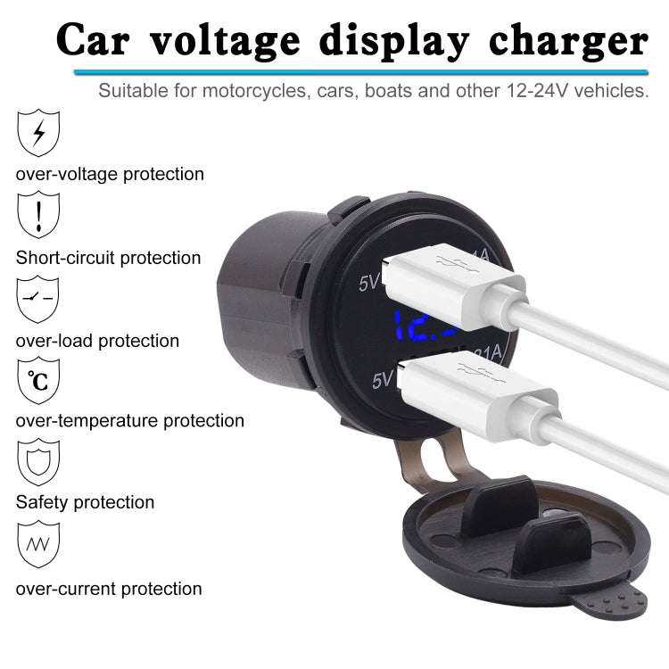 Universal Car Dual Port USB Charger Power Outlet Adapter 3.1A 5V IP66 with LED Digital Voltmeter ...