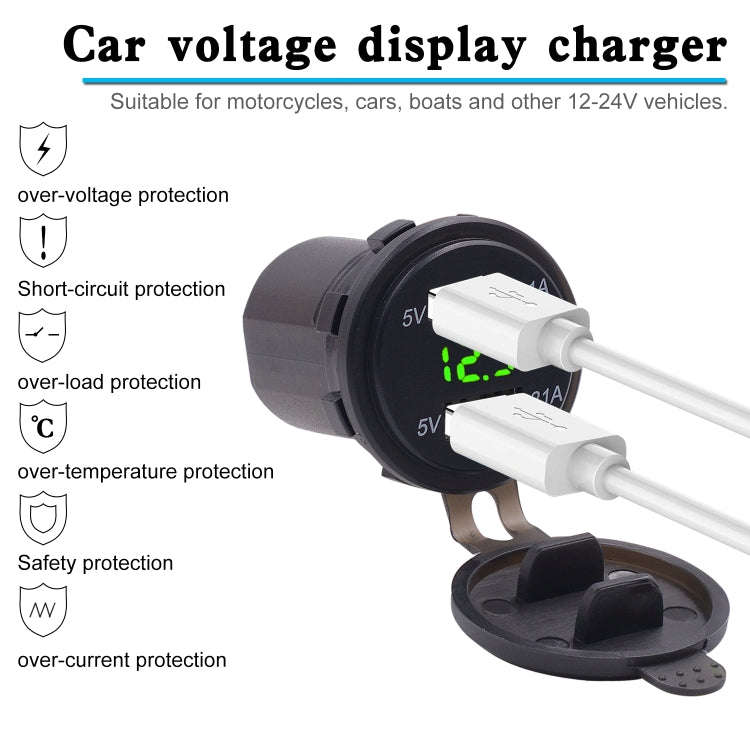 Universal Car Dual Port USB Charger Power Outlet Adapter 3.1A 5V IP66 with LED Digital Voltmeter ...