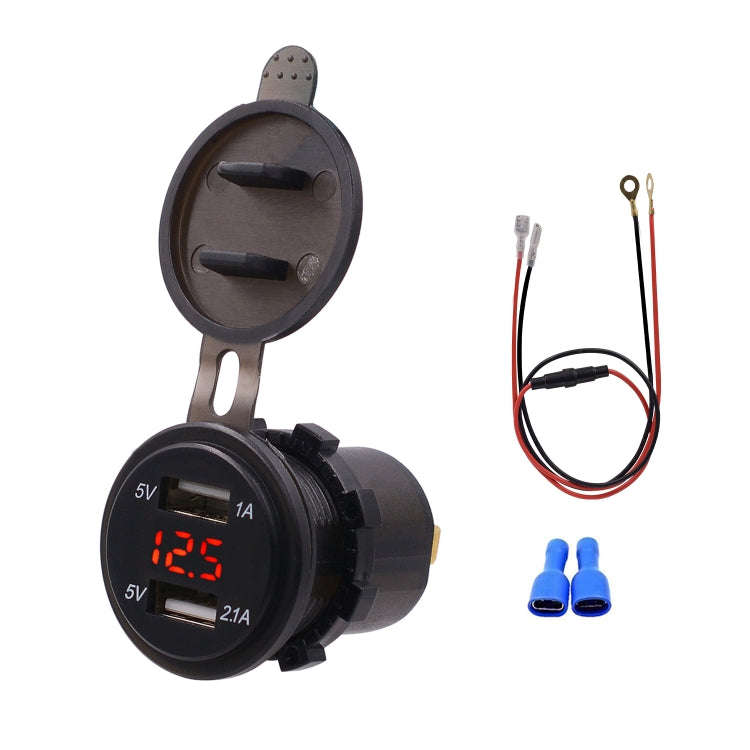 Universal Car Dual Port USB Charger Power Outlet Adapter 3.1A 5V IP66 with LED Digital Voltmeter ...