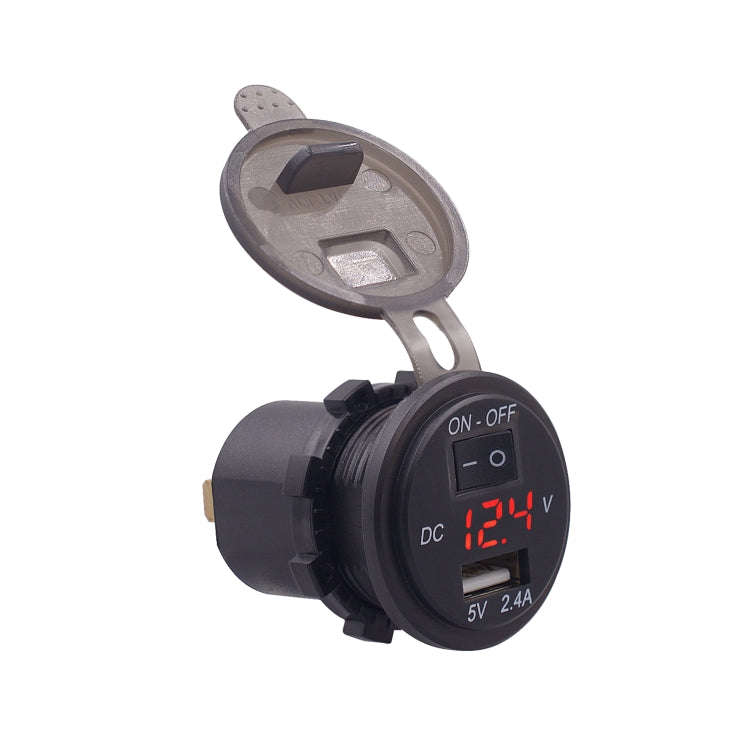 Universal Car Single Port USB Charger Power Outlet Adapter 2.4A 5V IP66 with LED Digital Voltmete...
