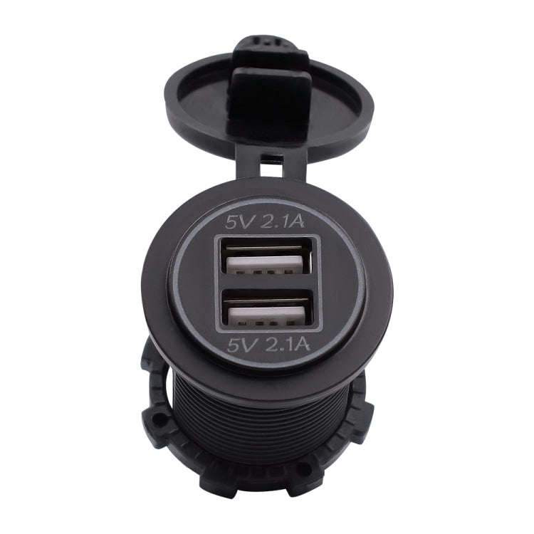 Universal Car Dual USB Charger Power Outlet Adapter 4.2A 5V IP66 with Aperture + 60cm Cable(Red L...
