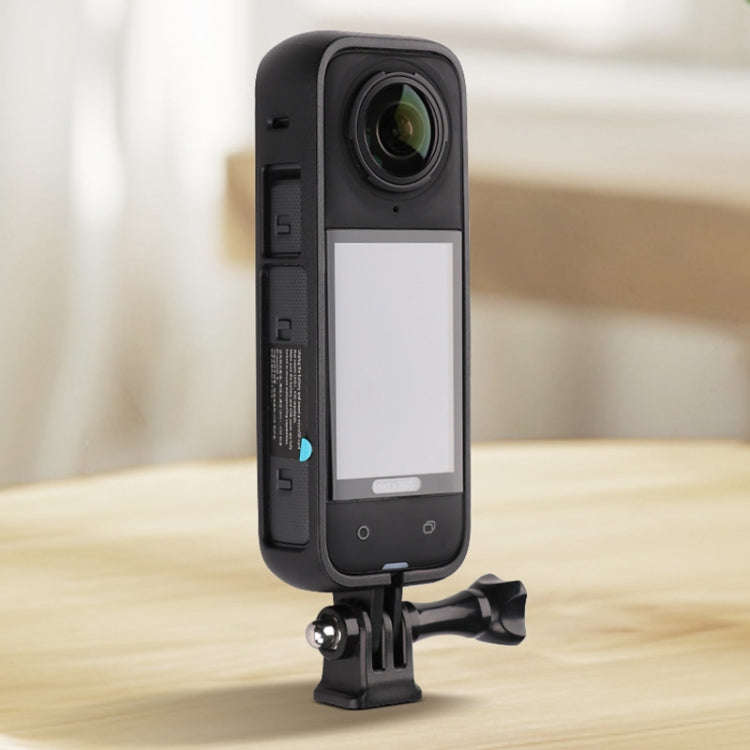 For Insta360 X4  PC Plastic Protective Frame with Adapter Mount & Screw (Black)