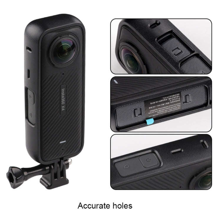 For Insta360 X4  PC Plastic Protective Frame with Adapter Mount & Screw (Black)