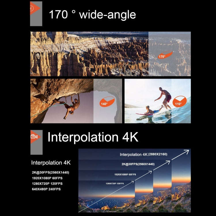 F60 2.0 inch Screen 170 Degrees Wide Angle WiFi Sport Action Camera Camcorder with Waterproof Hou...
