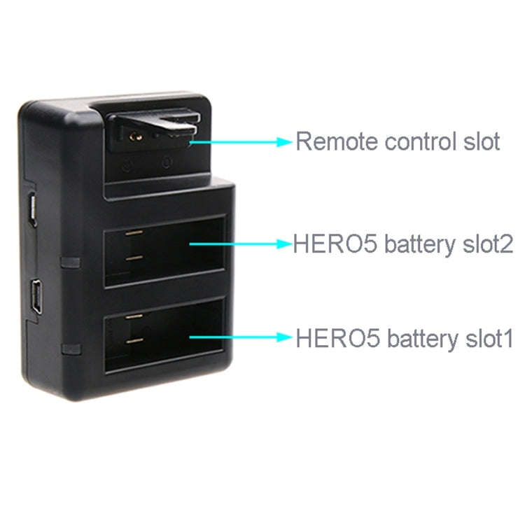 Dual Batteries Charger + Remote Control Charger with USB Cable for GoPro HERO7 Black /6 /5 (AHDBT...