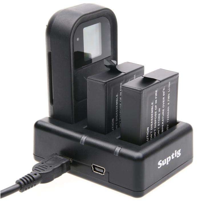 Dual Batteries Charger + Remote Control Charger with USB Cable for GoPro HERO7 Black /6 /5 (AHDBT...