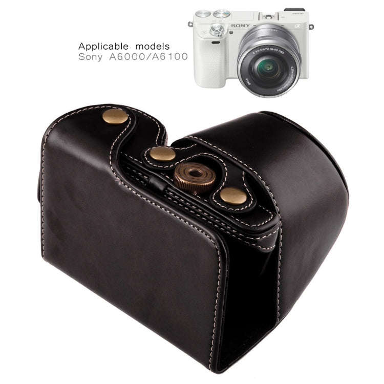 Full Body Camera PU Leather Case Bag with Strap for Sony A6000 / A6300 / Nex 6(Black)