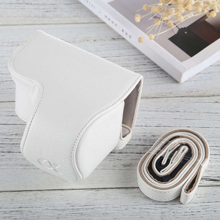 Full Body Camera PU Leather Case Bag with Strap for Sony A6000 / A6300 / Nex 6(White)