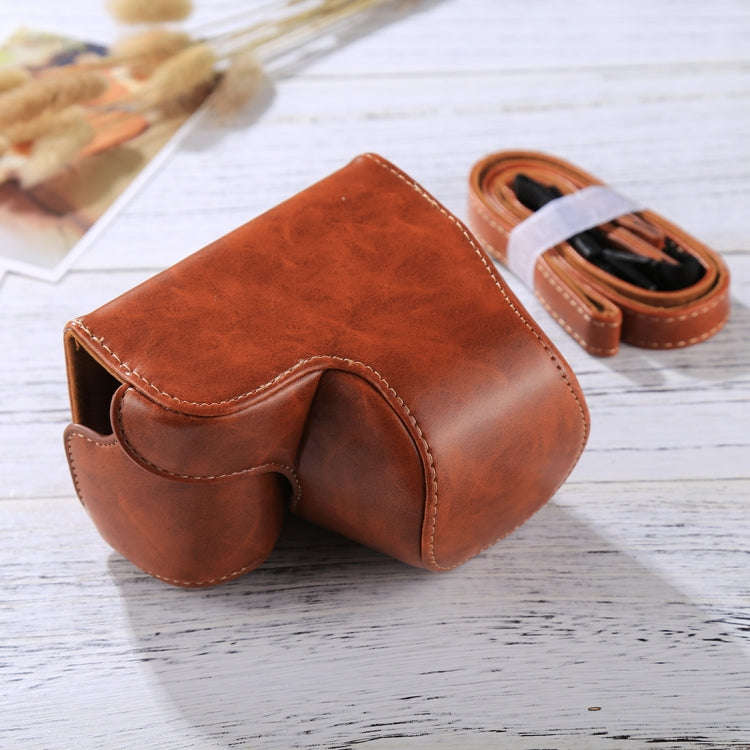 Full Body Camera PU Leather Case Bag with Strap for Sony A6000 / A6300 / Nex 6(Brown)