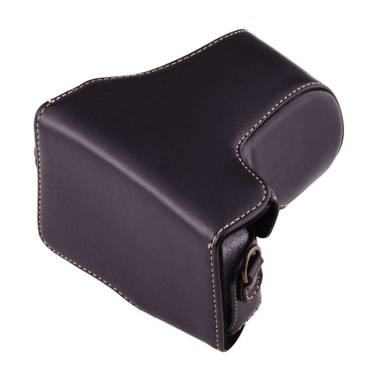 Full Body Camera PU Leather Case Bag with Strap for Canon EOS M10(Black)