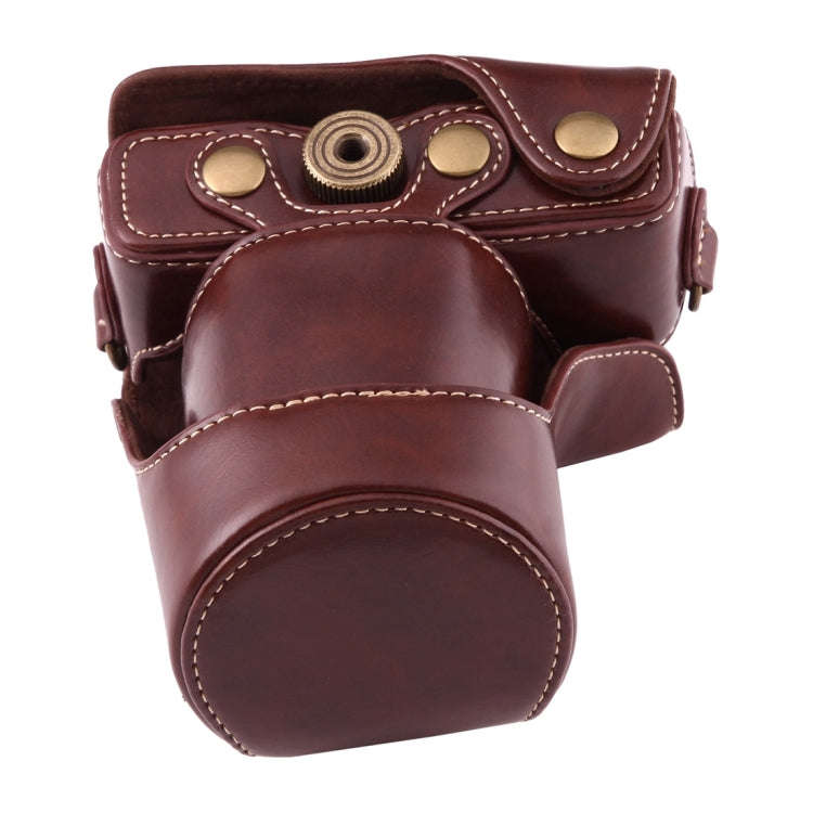 Full Body Camera PU Leather Case Bag with Strap for Canon EOS M10(Coffee)