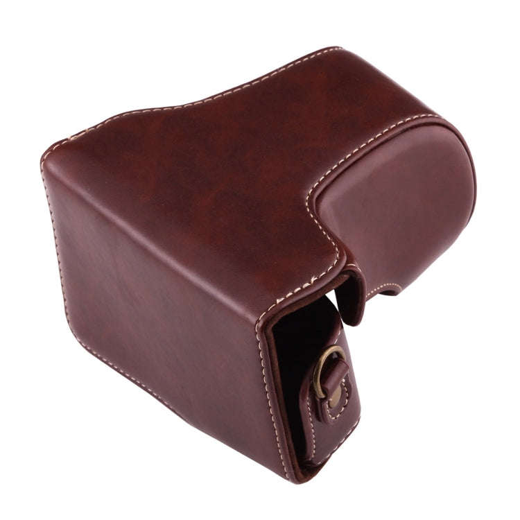 Full Body Camera PU Leather Case Bag with Strap for Canon EOS M10(Coffee)