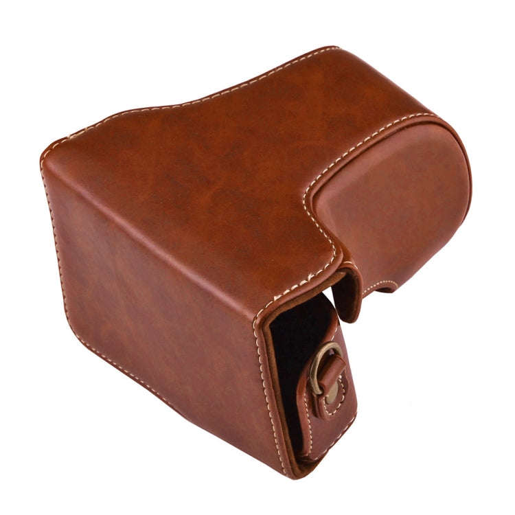 Full Body Camera PU Leather Case Bag with Strap for Canon EOS M10(Brown)