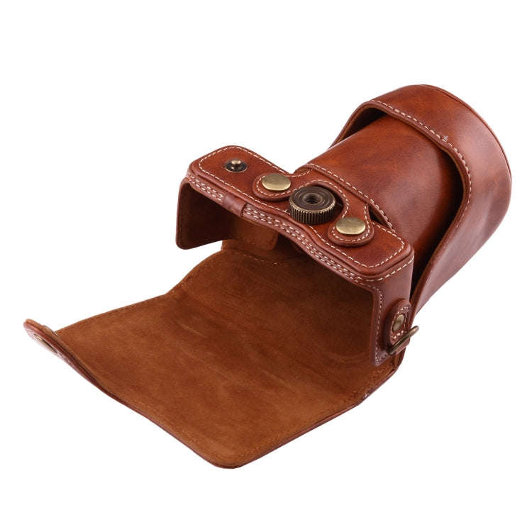 Full Body Camera PU Leather Case Bag with Strap for Canon EOS M10(Brown)