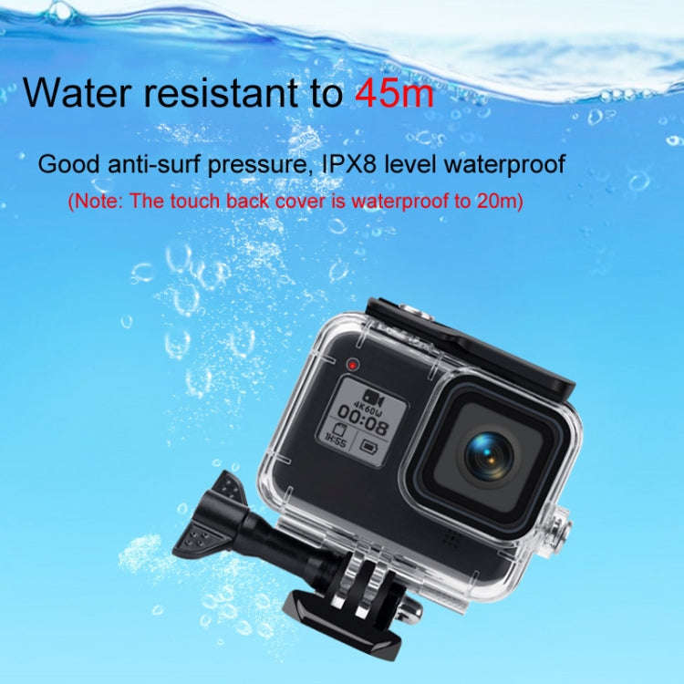 45m Waterproof Case + Touch Back Cover + Color Lens Filter for GoPro HERO8 Black (Pink)