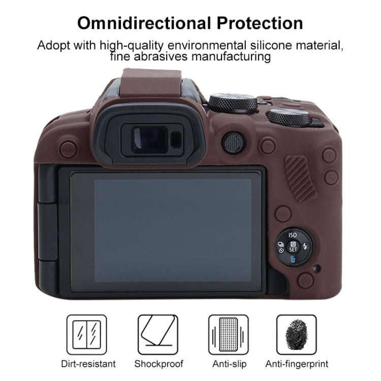 For Canon EOS R10 Soft Silicone Protective Case (Coffee)