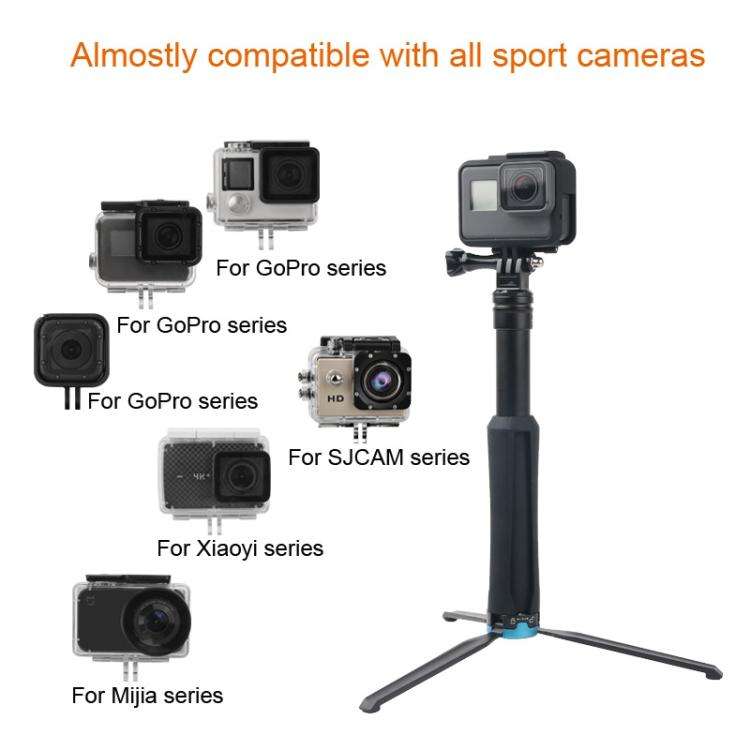 Portable Foldable Tripod Holder Selfie Monopod Stick for GoPro, Insta360, DJI and Other Action Ca...