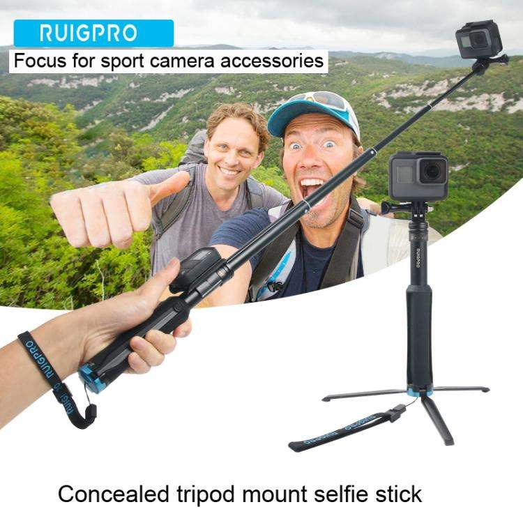 Portable Foldable Tripod Holder Selfie Monopod Stick for GoPro, Insta360, DJI and Other Action Ca...