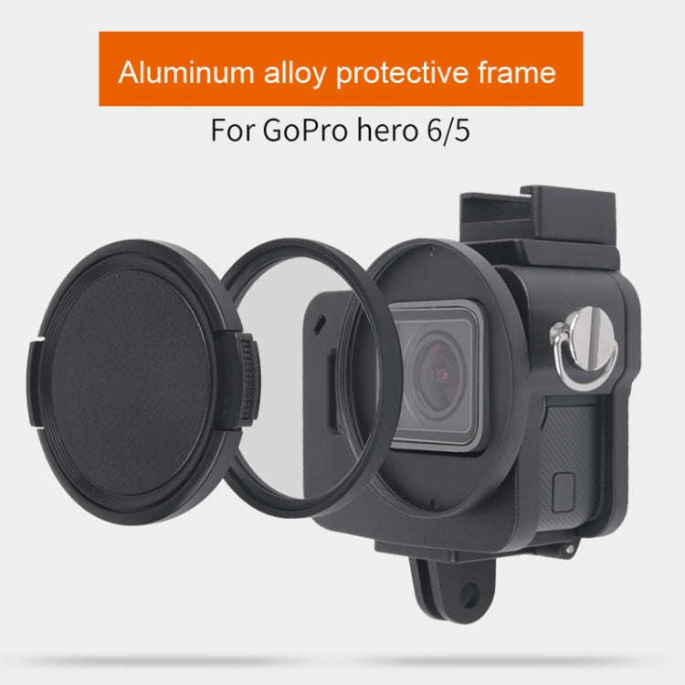 Housing Shell CNC Aluminum Alloy Protective Cage with Insurance Frame & 52mm UV Lens for GoPro HE...