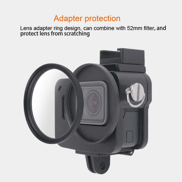 Housing Shell CNC Aluminum Alloy Protective Cage with Insurance Frame & 52mm UV Lens for GoPro HE...