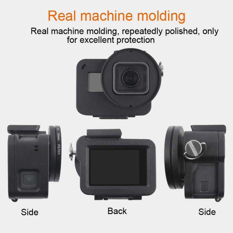 Housing Shell CNC Aluminum Alloy Protective Cage with Insurance Frame & 52mm UV Lens for GoPro HE...