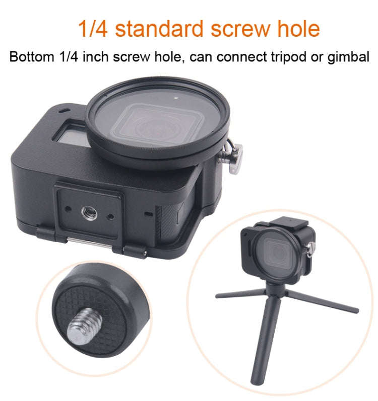 Housing Shell CNC Aluminum Alloy Protective Cage with Insurance Frame & 52mm UV Lens for GoPro HE...